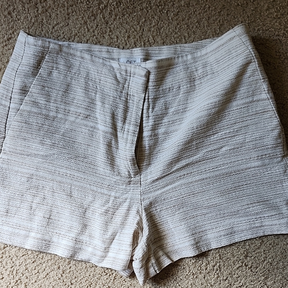 LOFT Cream and Gray High Waist Women's Shorts